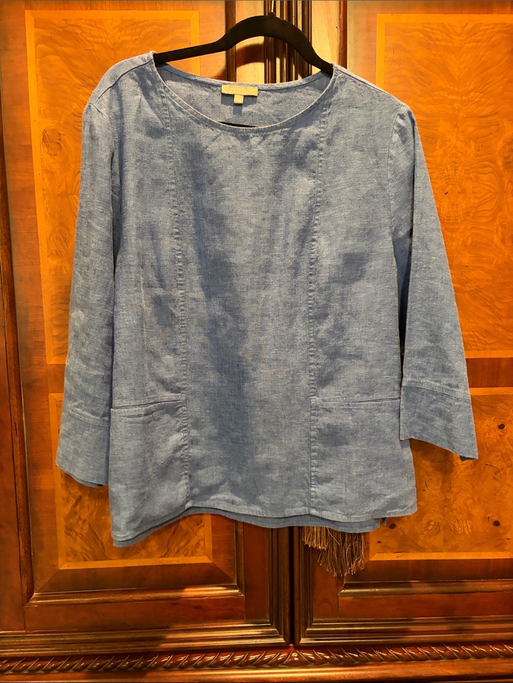 Light Blue Women's Linen-Blend Top